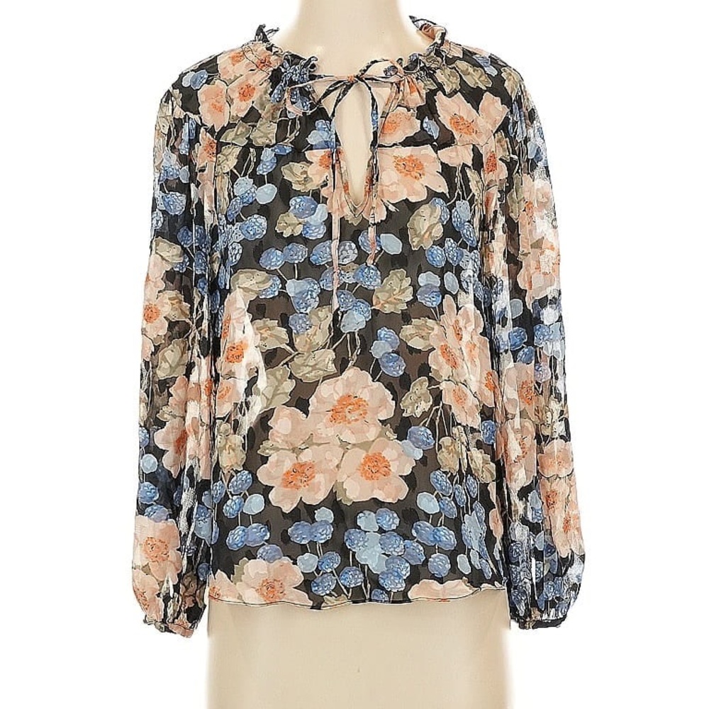 Rebecca Taylor Black Floral Blouse